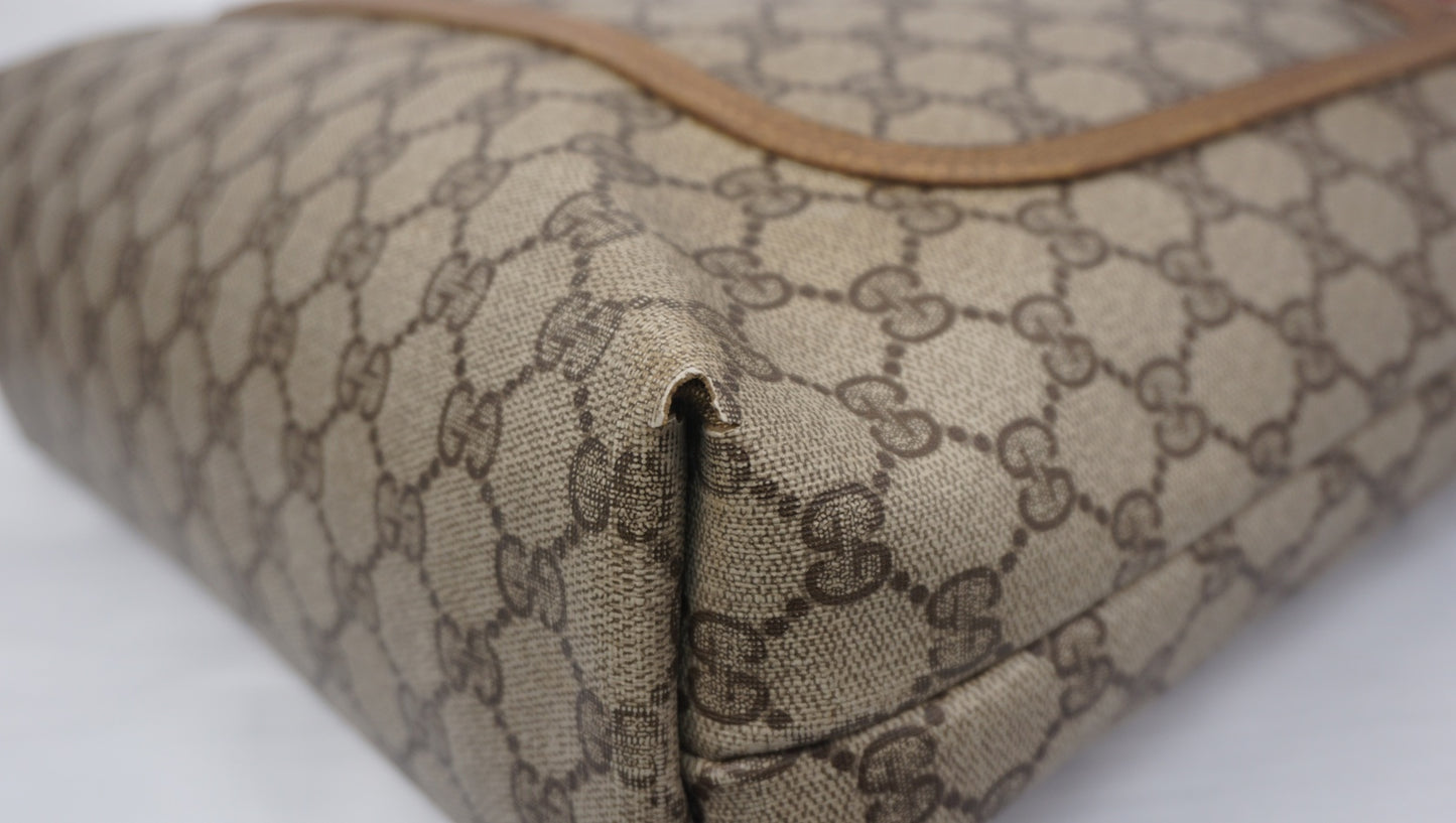 オールド グッチ シェリー ウェビングライン PVC トートバッグ ブラウン アクセサリーコレクション ヴィンテージ 39.02.003