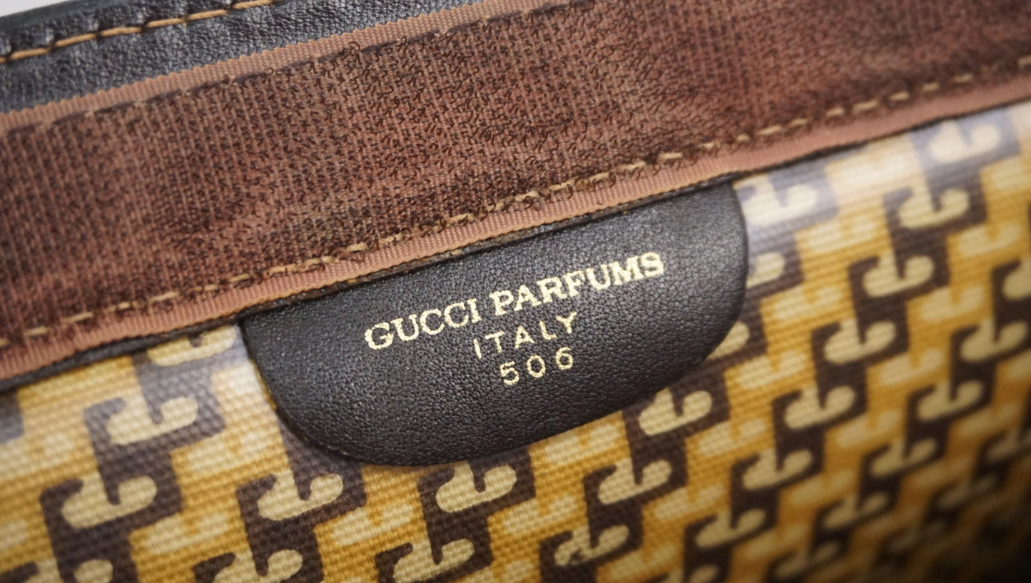 美品 オールド グッチ シェリー ウェビングライン スエード レザー クラッチバッグ セカンドバッグ ダークブラウン PARFUMS B26G203