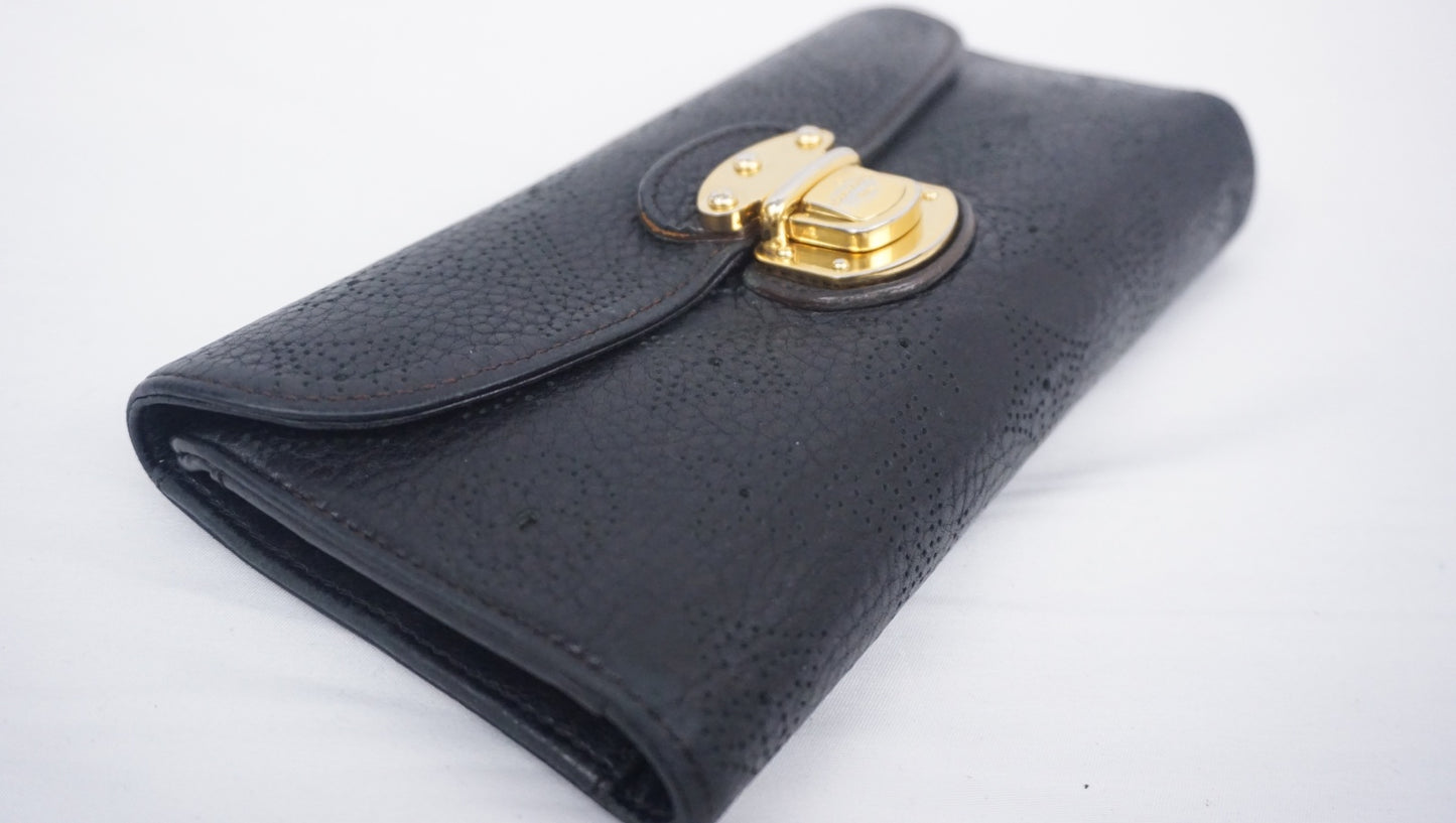 ルイヴィトン ポルトフォイユ アメリア M95549 マヒナ レザー 長財布 ノワール TH2068 LOUIS VUITTON B26G337