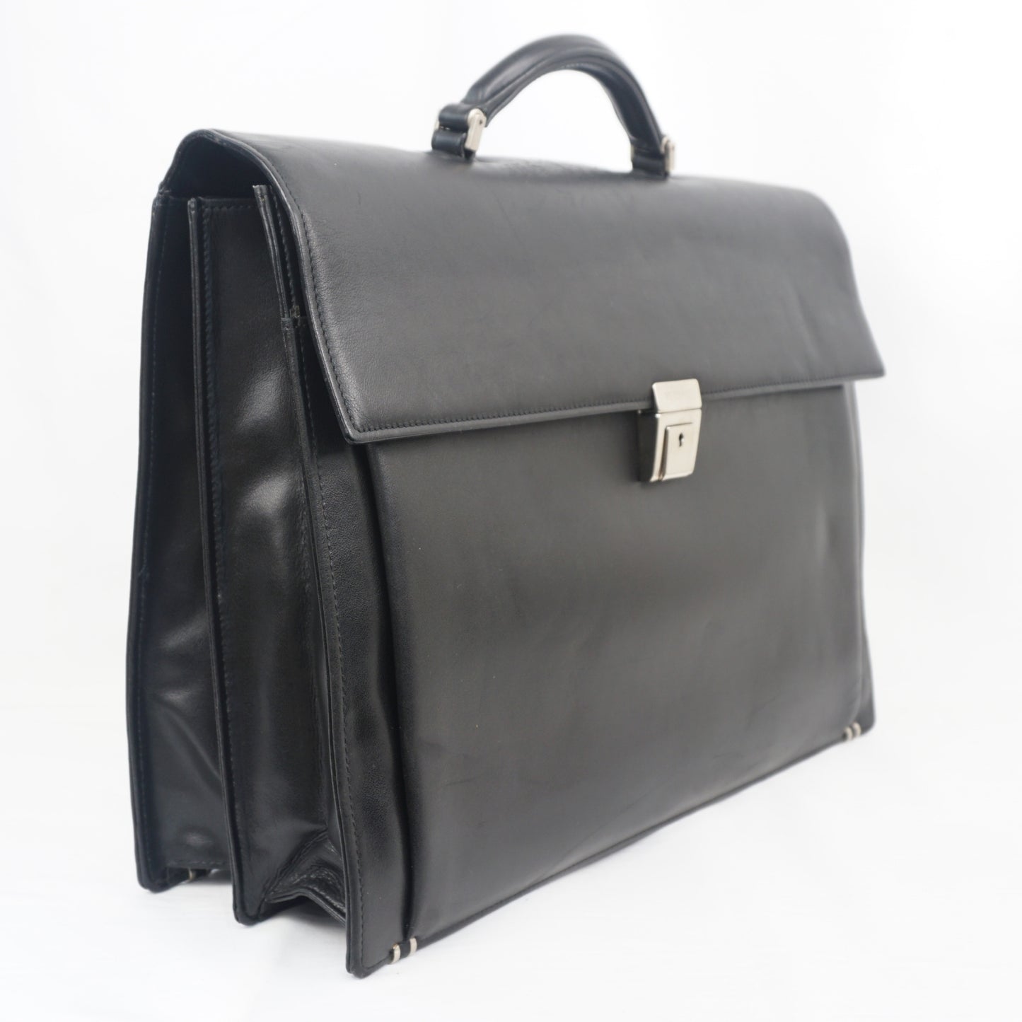 ジャンニ ヴェルサーチ メンズ レザー ビジネス ハンドバッグ ブリーフケース ブラック GIANNI VERSACE B26G444
