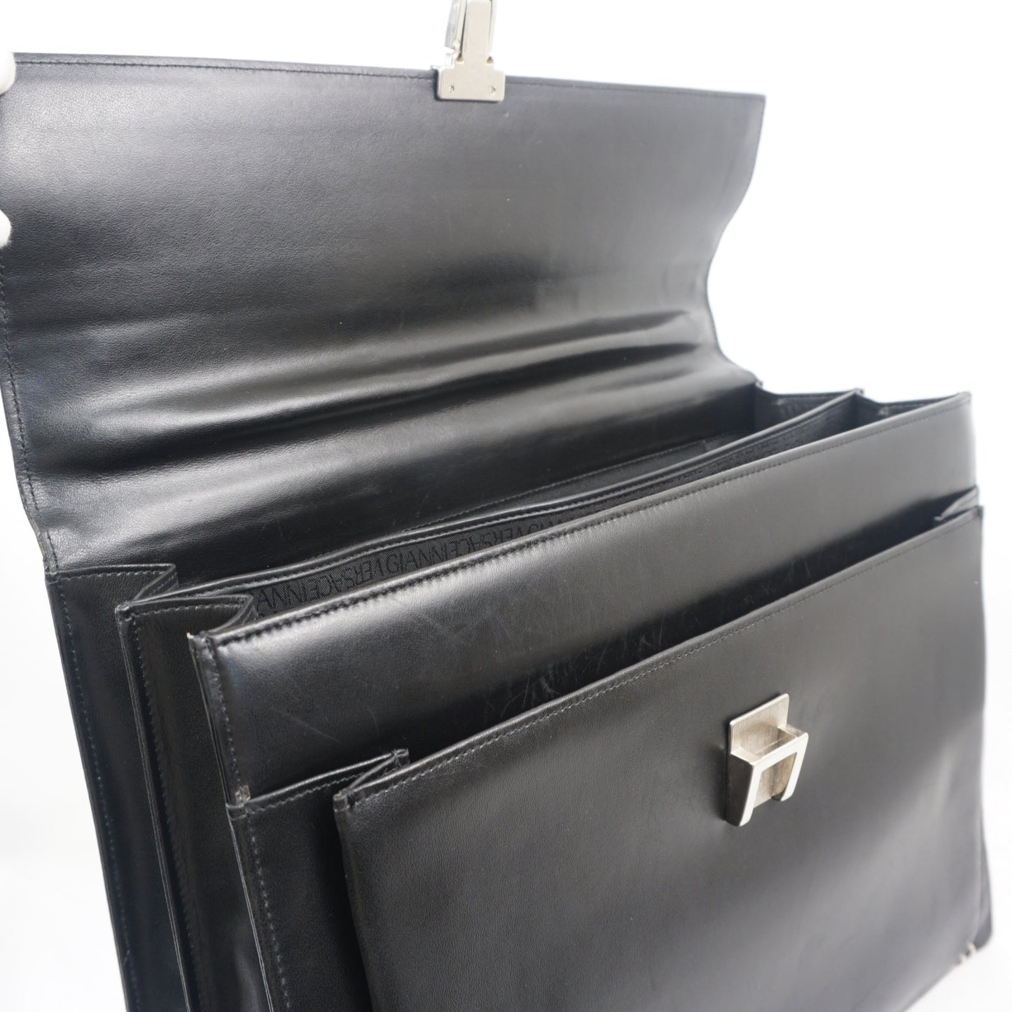 ジャンニ ヴェルサーチ メンズ レザー ビジネス ハンドバッグ ブリーフケース ブラック GIANNI VERSACE B26G444