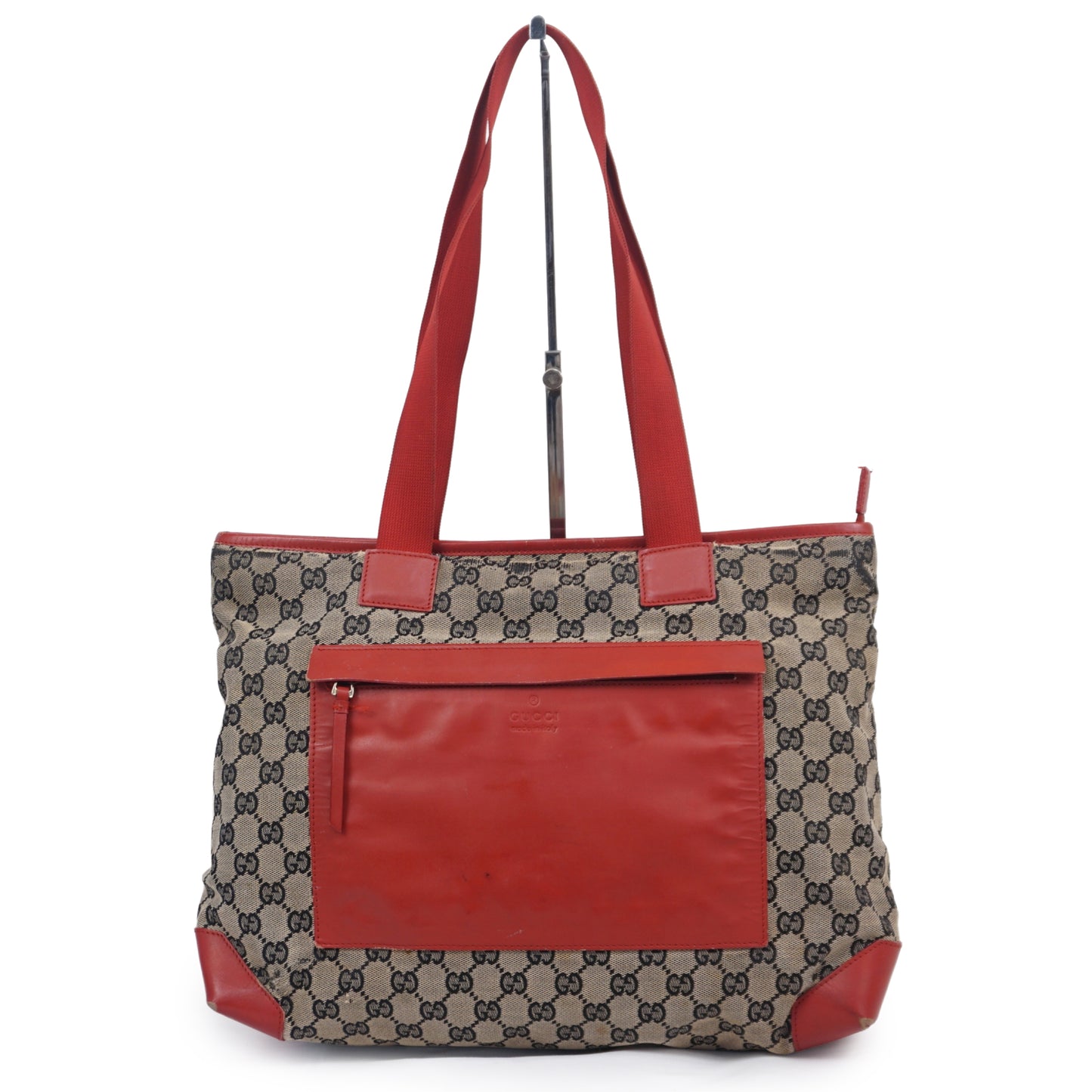 グッチ 019 0426 2404 GG キャンバス レザートートバッグ レッド系 GUCCI B26G793