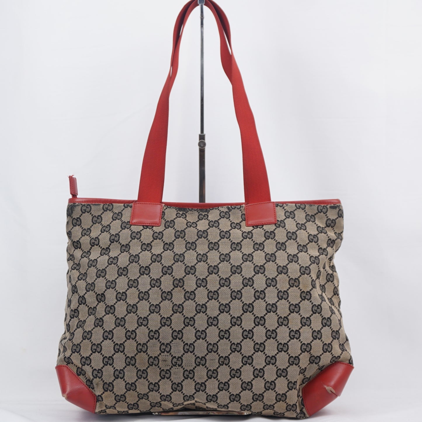 グッチ 019 0426 2404 GG キャンバス レザートートバッグ レッド系 GUCCI B26G793