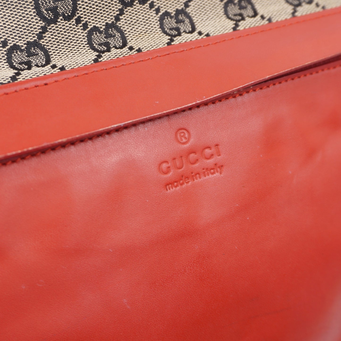 グッチ 019 0426 2404 GG キャンバス レザートートバッグ レッド系 GUCCI B26G793