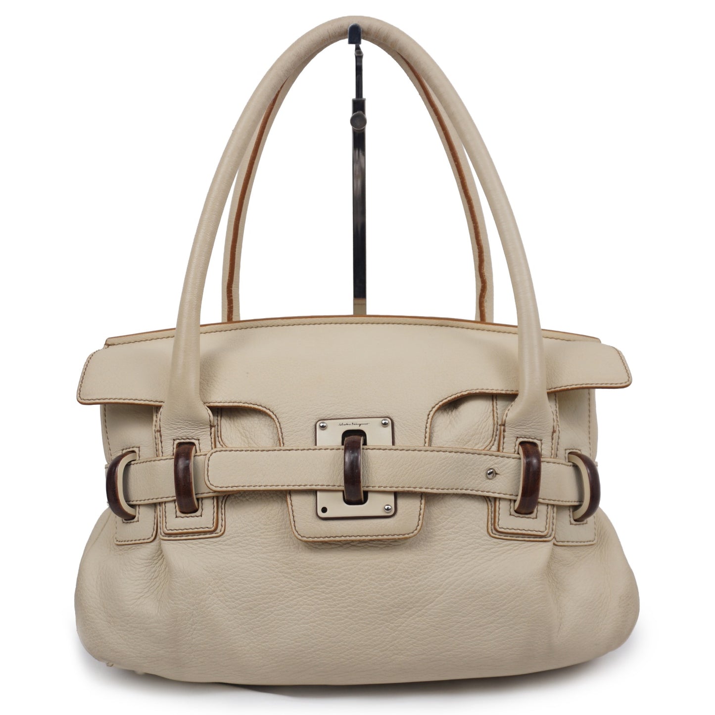 サルヴァトーレフェラガモ レザー ベルト ハンドバッグ アイボリー DY-21 A123 Salvatore Ferragamo B26G969