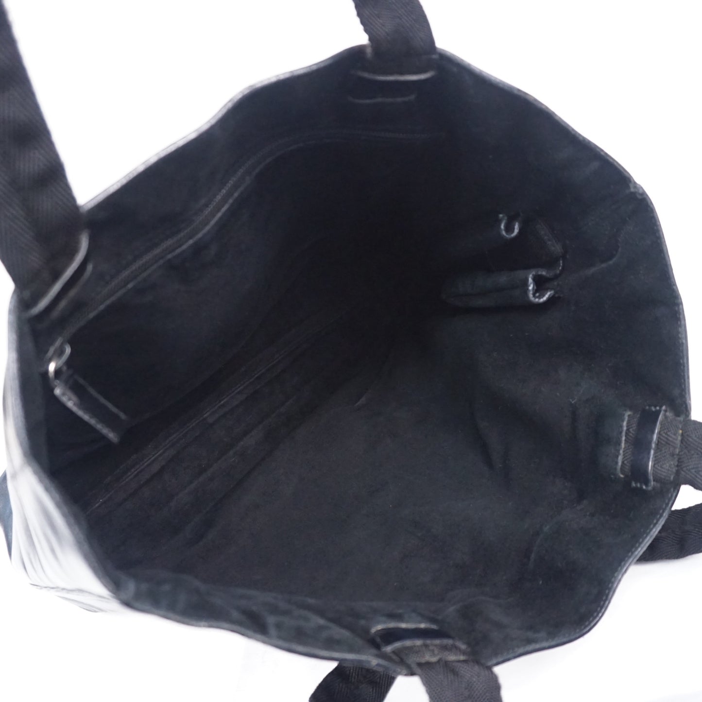 プラダ ロゴ型抜き パンチング レザー トート ハンドバッグ ブラック 7 A4収納可 希少 B26H685